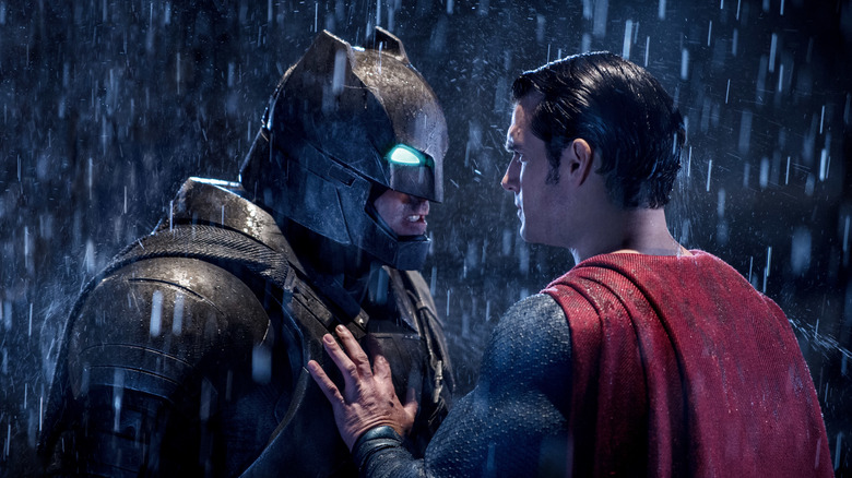 Batman v Superman in the rain