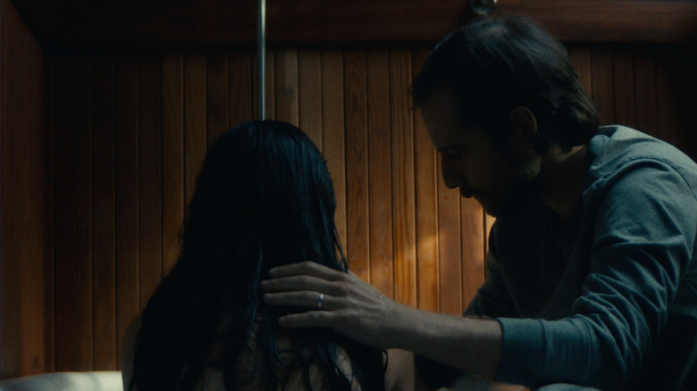 Kentucker Audley comforting Jennifer Kim in Somewhere Quiet