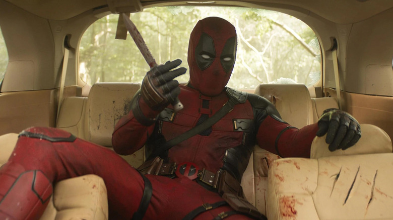 Deadpool in a car in Deadpool & Wolverine