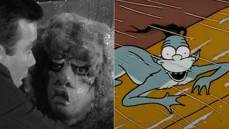 The Twilight Zone, plane gremlin/The Simpsons, bus gremlin