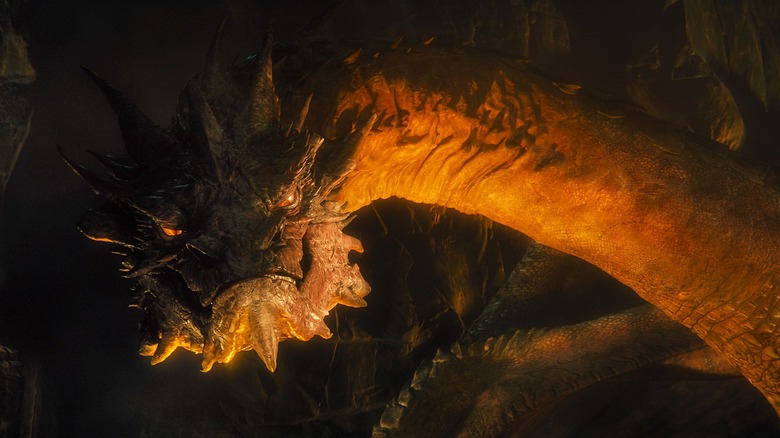 Smaug the Dragon smiling in The Hobbit: The Desolation of Smaug